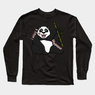 Cute happy panda with bamboo and funny pun. Long Sleeve T-Shirt